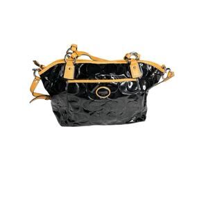 COACH Peyton Embossed Patent Leather Black Bag Shoulder Tote F20028 EUC